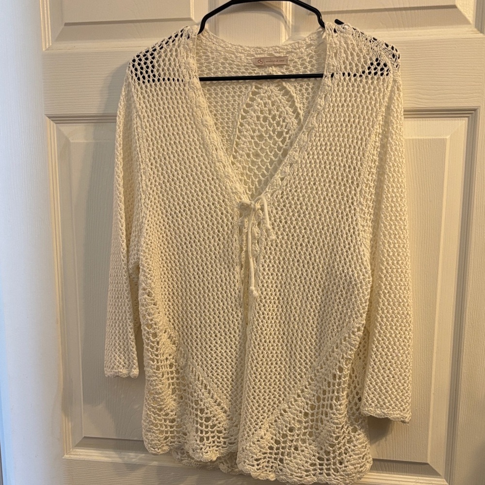 Cream Open-Knit Women's Cardigan
